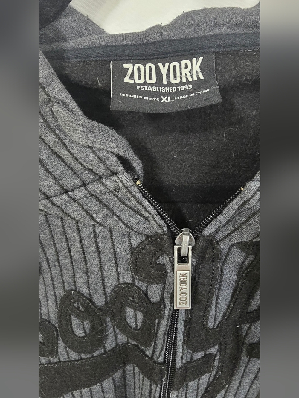 Zoo York Y2K 2000s zip up hoodie men XL spell out graphic skate street grunge - Picture 5 of 7